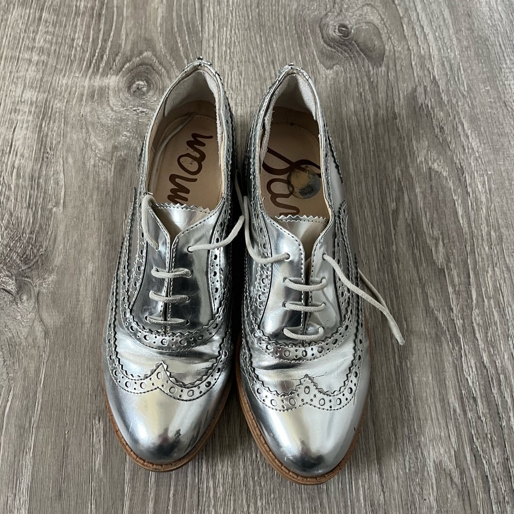 Sam Edelman Silver Saddle Oxfords 6.5